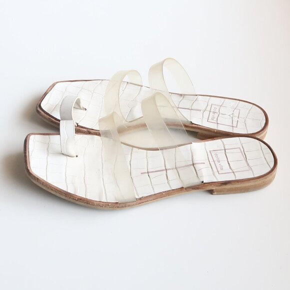 Dolce Vita White & Transparent Strappy Flat Slip-on / Slide / Flip-flop Sandals - Picture 6 of 13
